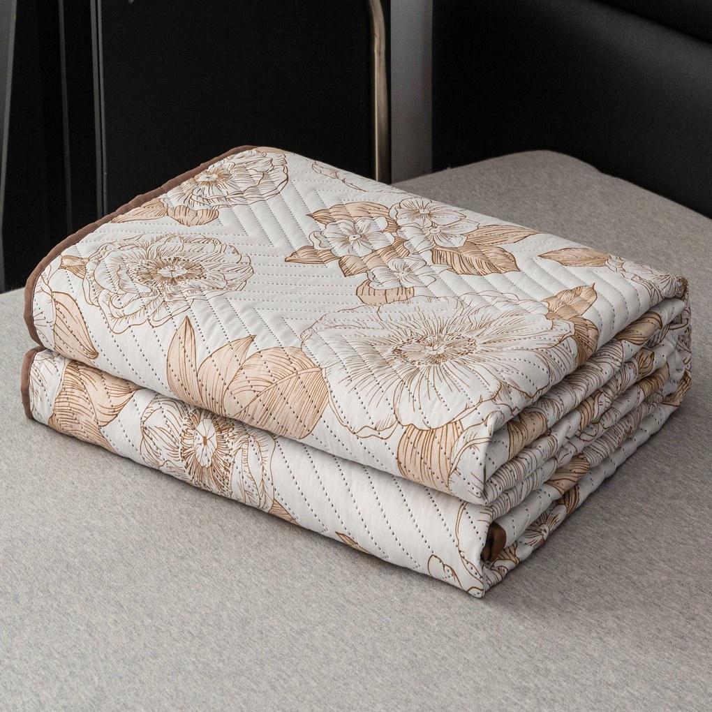 Cuvertura de pat PETALIS crem / maro Dimensiune: 220 x 240 cm