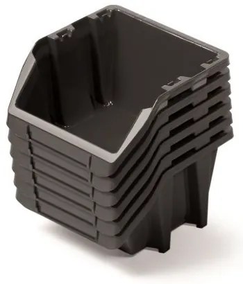 Set de 6 cutii de depozitare fiecare 21,4 x 19,8 x 13,3 cm, negru
