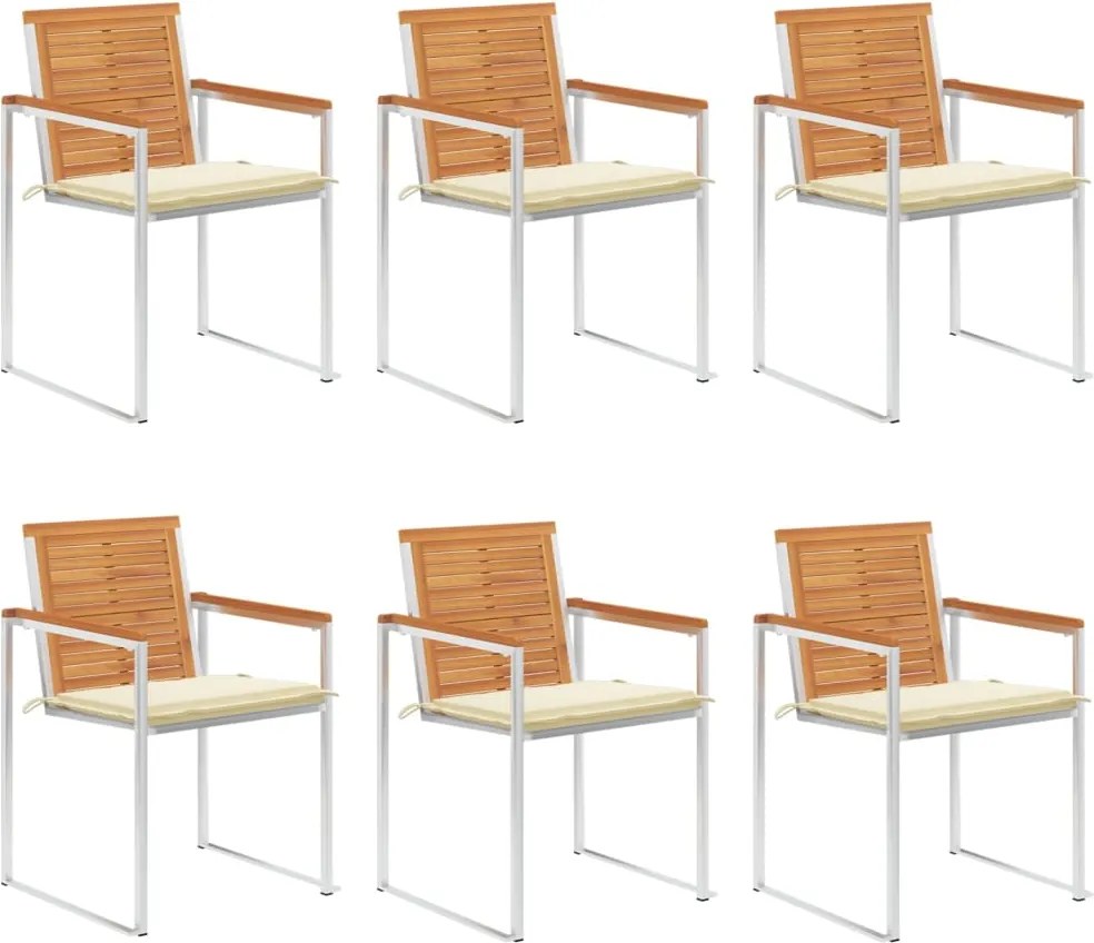 vidaXL Scaune de grădină cu perne, 6 buc., lemn masiv de acacia