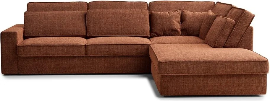 Colțar arămiu cu tapițerie din chenille (cu colț pe partea dreaptă/în formă de ”L”) Kirou – Maison de Rêve