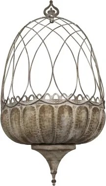 Ghiveci de perete din metal, mocca antichizat, H65/L34/W18 cm