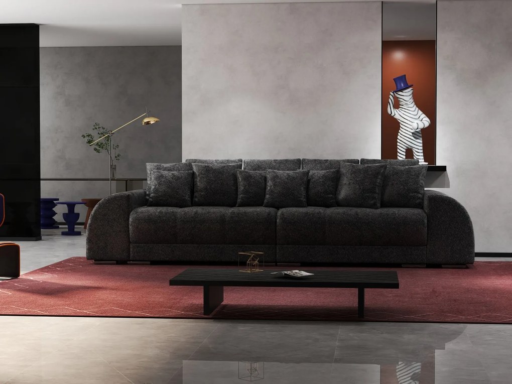 Canapea extensibilă dumonde cu 2 lăzi de depozitare si sezut confortabil din spuma high-density, Verona Euphoria Black 310x100 cm