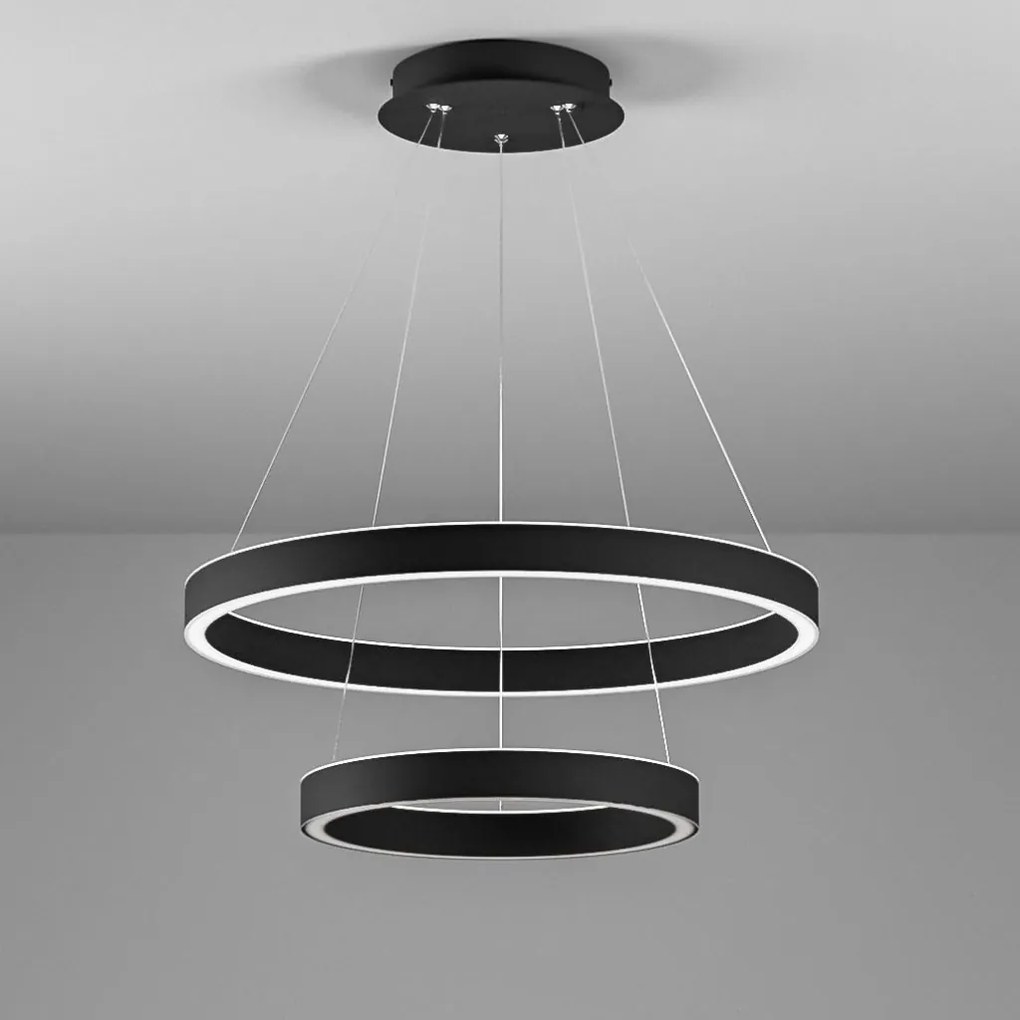 Lustra LED circulara cu 2 inele 60/40cm CRISEIDE, alb, negru sau auriu