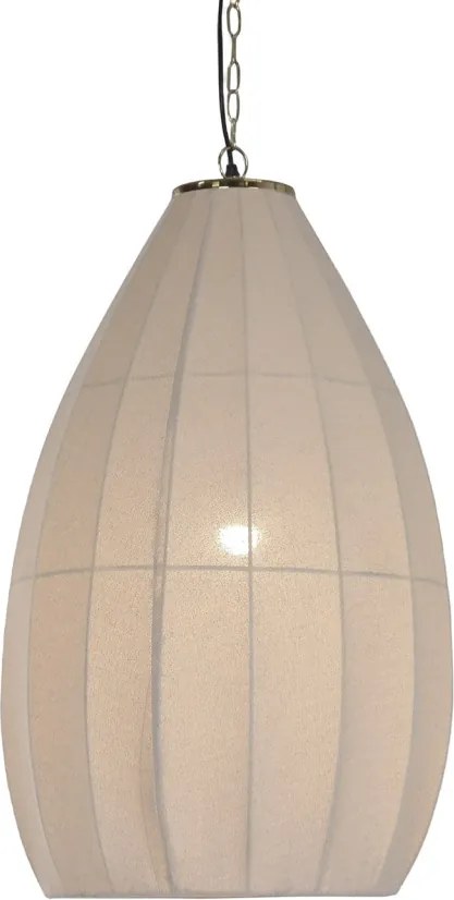 Lustră suspendată din bumbac și metal, auriu, formă de picătură, finisaj natural, 90 x 50 cm, „Collonges”