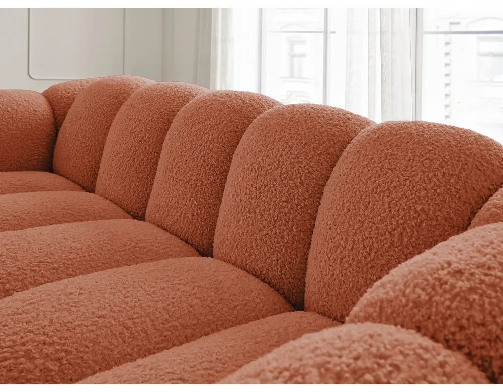 Canapea cărămizie cu tapițerie din țesătură bouclé 232 cm Hippolyte – Bobochic Paris