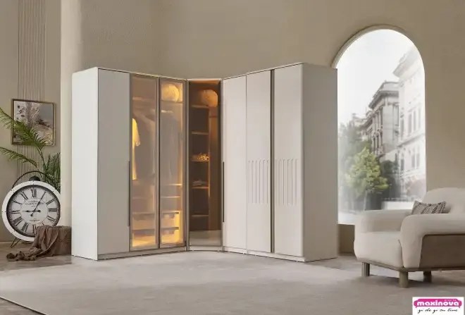 Mobilier dormitor dulap colt 7 usi,Verona