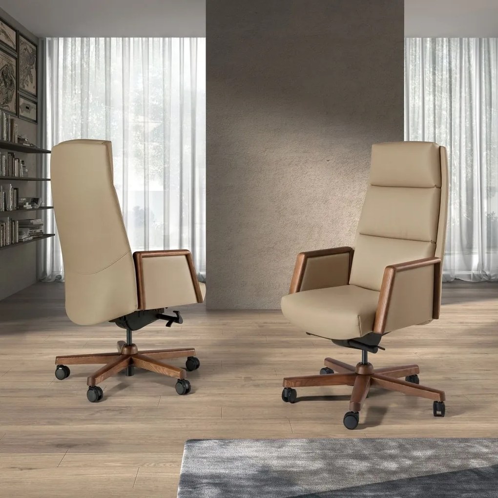 Scaun de birou modern piele sintetica si lemn Mink