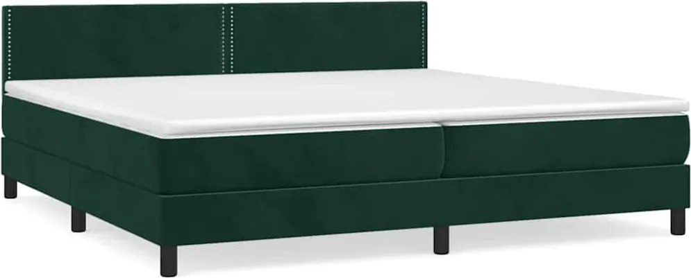 vidaXL Pat box spring cu saltea, verde închis, 200x200 cm, catifea