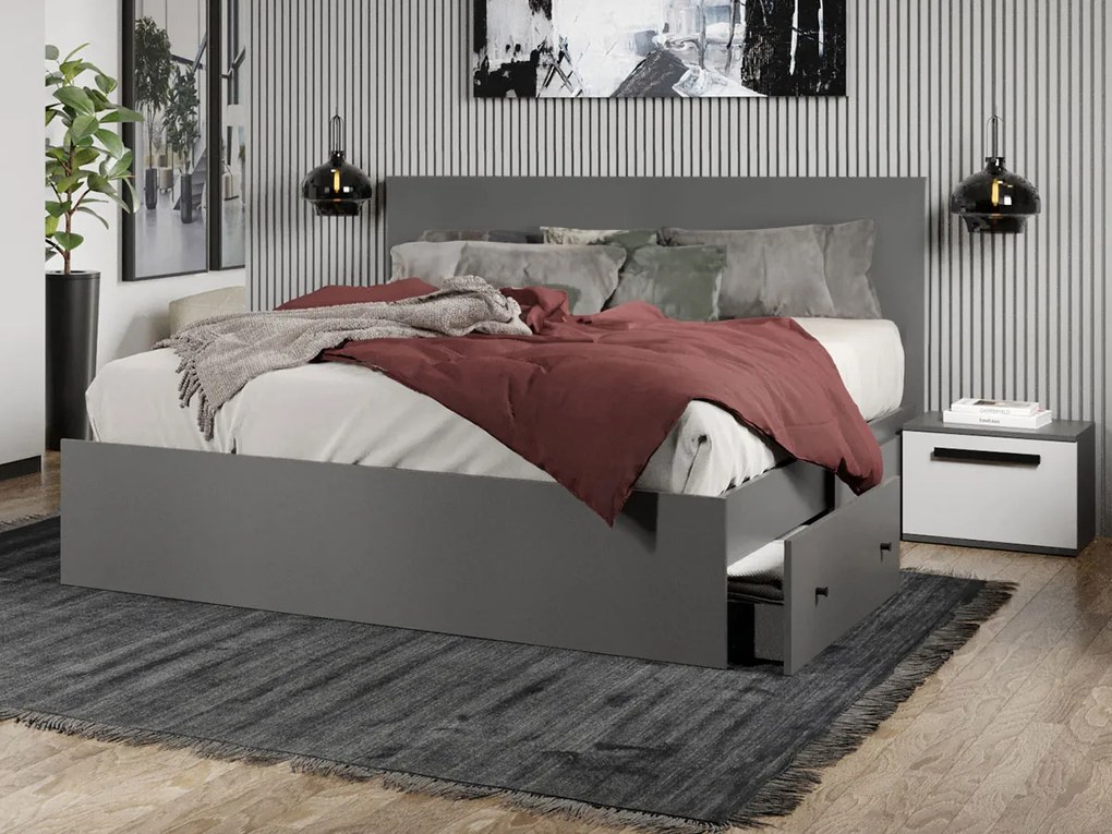 Set mobila dormitor 4 piese Alb/Gri antracit Oasis C03