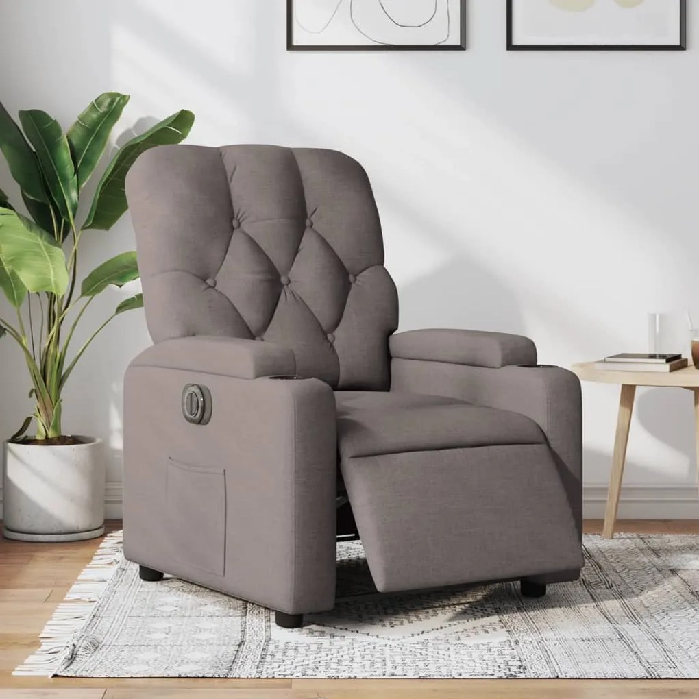 vidaXL Fotoliu rabatabil electric, gri taupe, material textil