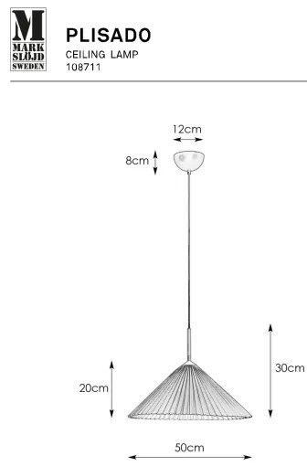 Lustră pe cablu Markslöjd 108711 PLISADO 1xE27/40W/230V d. 50 cm alb