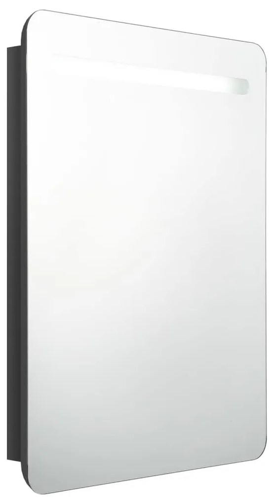 326504 vidaXL Dulap de baie oglindă și LED, negru strălucitor, 60x11x80 cm