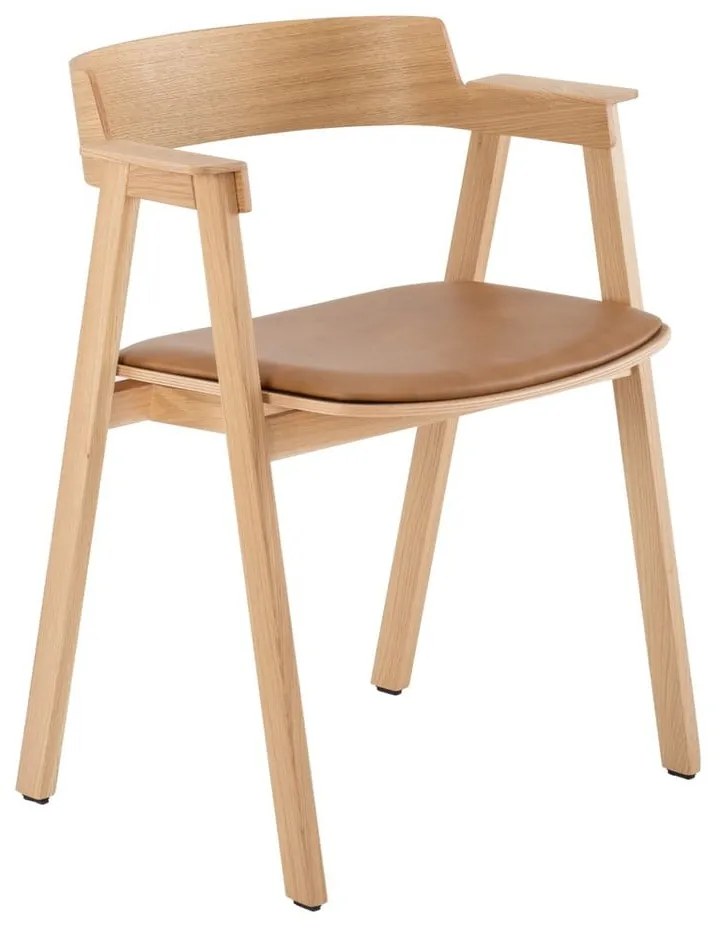 Scaun de dining maro/în culoare naturală cu cotiere din piele Flip – Gazzda