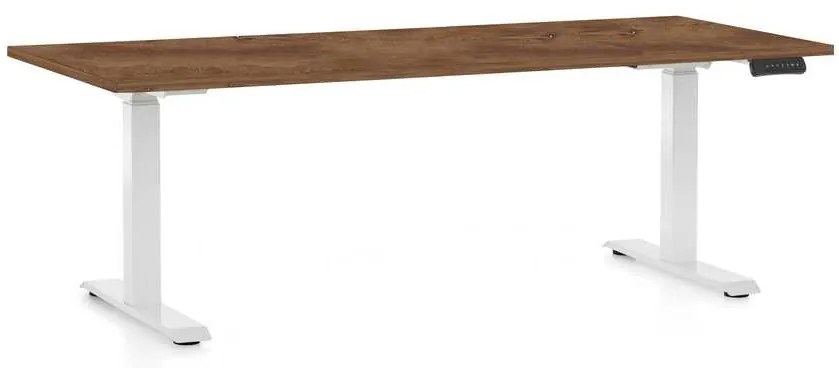 Masă înălțime reglabilă OfficeTech C, 180 x 80 cm, picioare albe, stejar silverjack