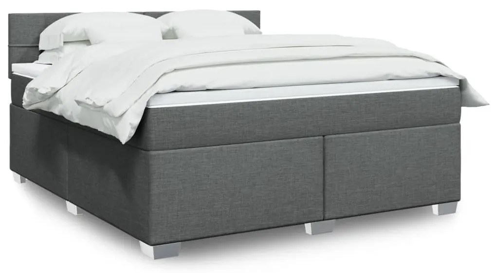 vidaXL Pat box spring cu saltea, gri închis, 180x200 cm, textil