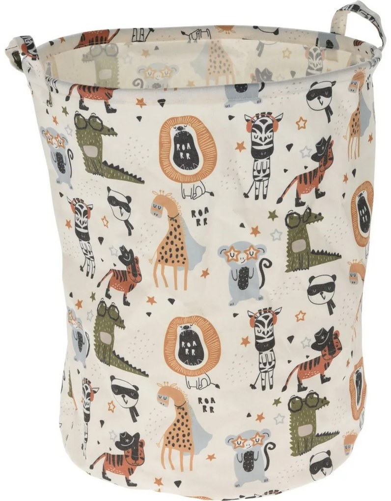 Sac textil pentru jucării Hatu Animals, 40 x 50 cm, alb