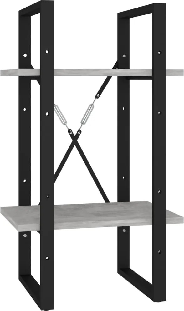 vidaXL Bibliotecă cu 2 rafturi, gri beton, 40x30x70 cm, PAL