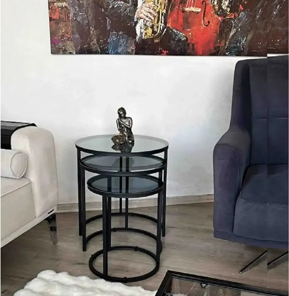 Set masuta de cafea sticla,Seria 440,Homs, 3 buc,0027