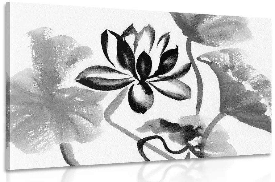 Tablou floare de lotus în design alb-negru