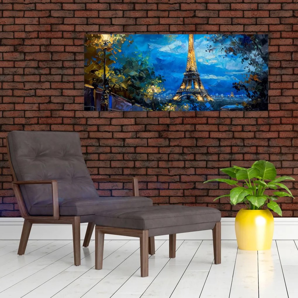 Tablou - Pictură în ulei a Turnului Eiffel (120x50 cm)