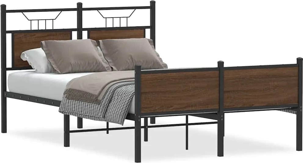 vidaXL Cadru pat fără saltea stejar maro 120x190 cm, lemn prelucrat