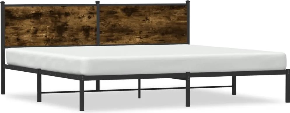 vidaXL Cadru pat metalic fără saltea, stejar fumuriu, 200x200 cm