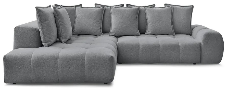 Colțar gri închis extensibil/cu spațiu de depozitare cu tapițerie din chenille (cu colț pe partea stângă/în formă de ”L”) Everest – Bobochic Paris