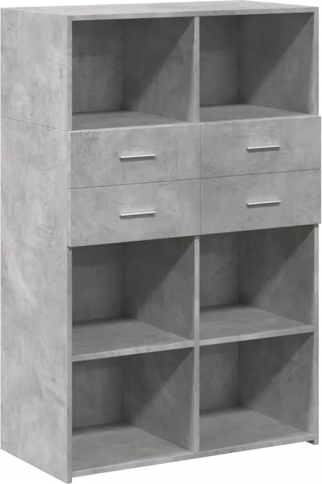 vidaXL Dulap înalt, gri beton, 80x42,5x124 cm, lemn prelucrat