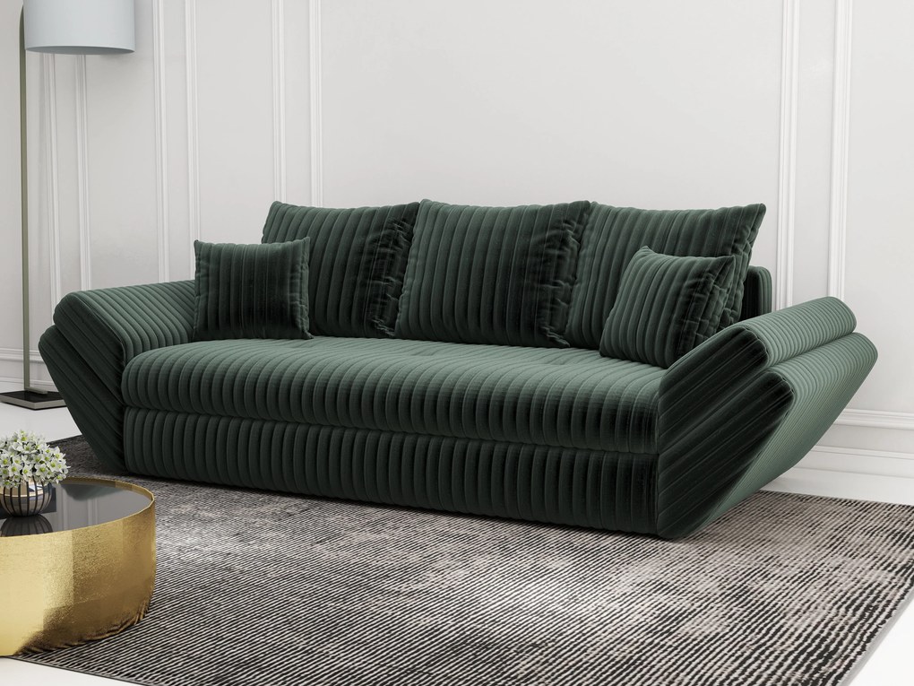 Canapea extensibilă dumonde cu ladă de depozitare si sezut confortabil din spuma high-density, Loana Ambience Green 250x100 cm