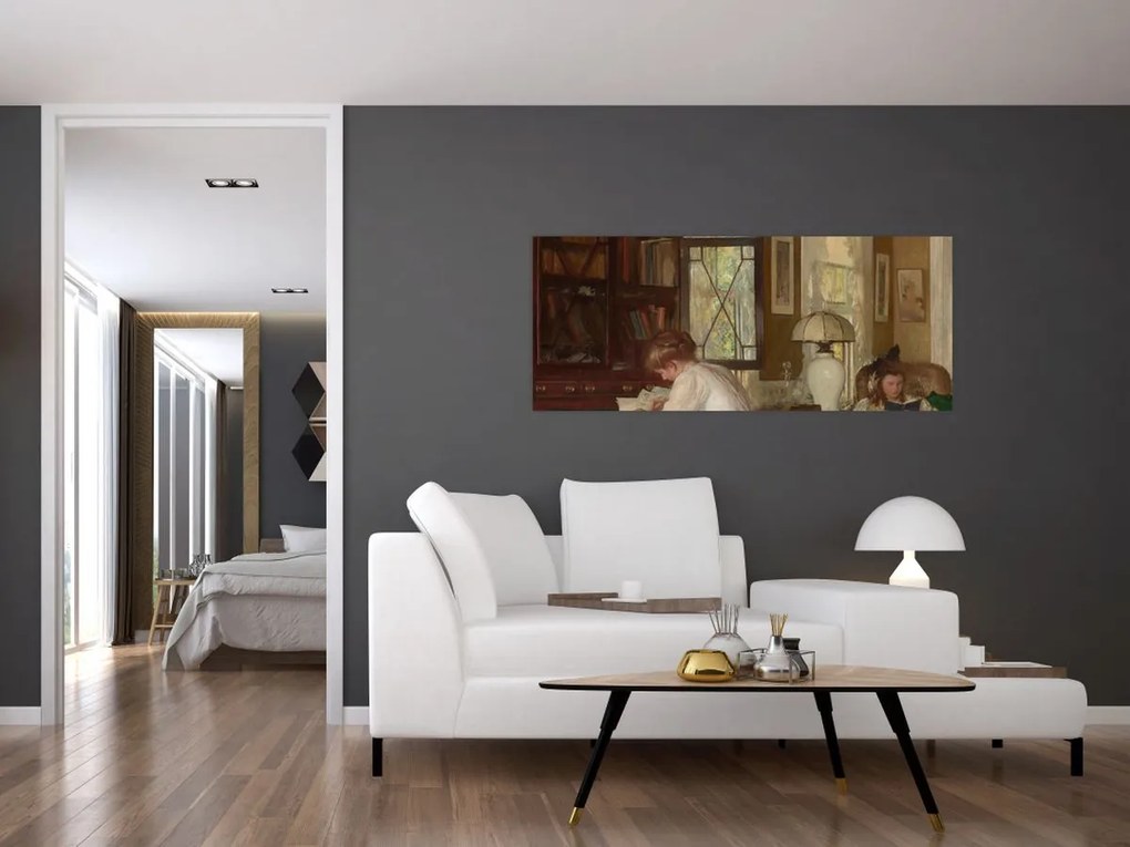 Tablou - Edmund Tarbell, Josephine and Mercie, reproducere (120x50 cm)