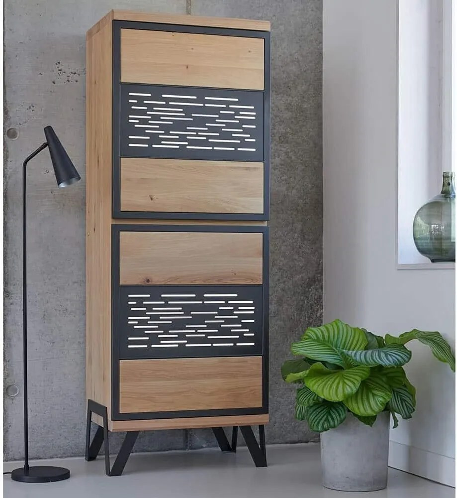 Comodă stejar masiv Înaltă Edge Personalizabilă, 61 × 42 × 166 cm - Tabac