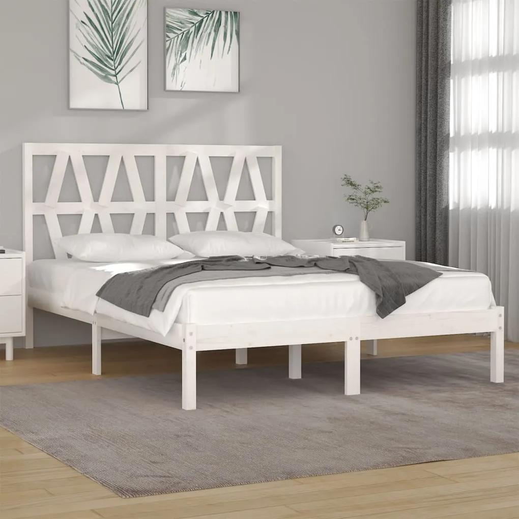 3103999 vidaXL Cadru de pat, alb, 140x200 cm, lemn masiv de pin