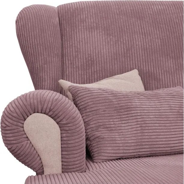 Fotoliu roz cu tapițerie din catifea reiată Lord – Ropez