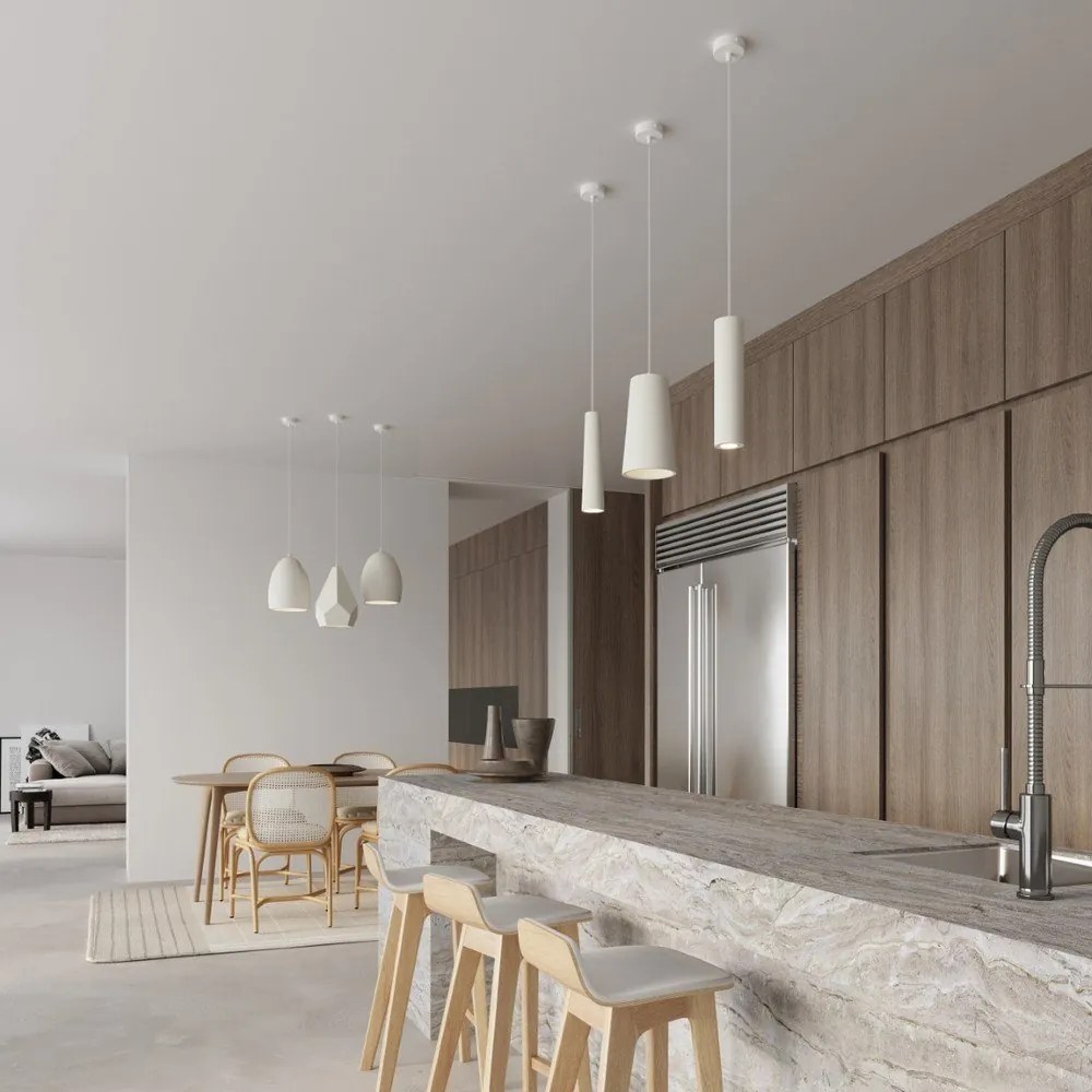 Lustră albă cu abajur din ceramică ø 30 cm Fonsie – Sollux