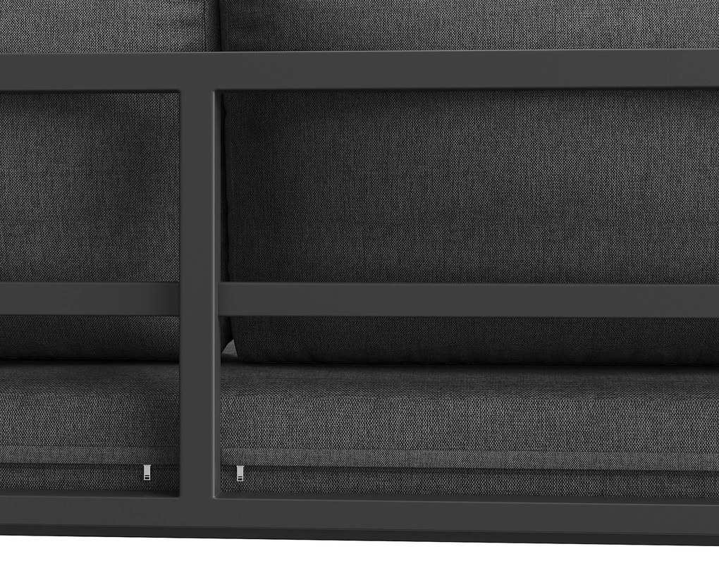 Set de lounge pentru grădină pentru 6-7 persoane, mobilier din ratan cu cadru din fier galvanizat și picioare reglabile, inclusiv perne de șezut și spătar, Gri