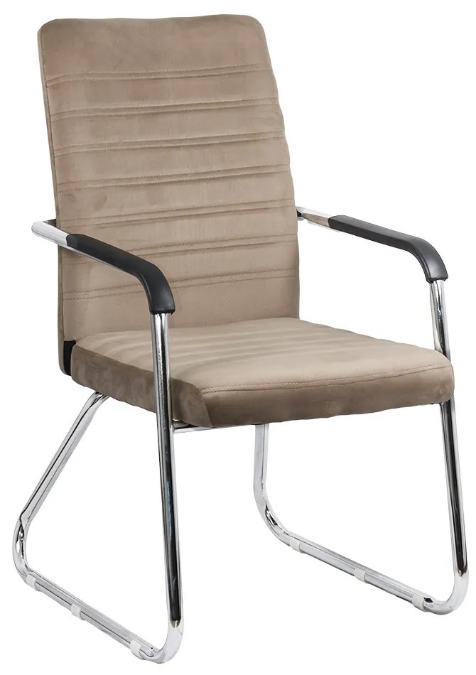 Scaun vizitator bej OFF 833V din catifea cu cadru metalic cromat