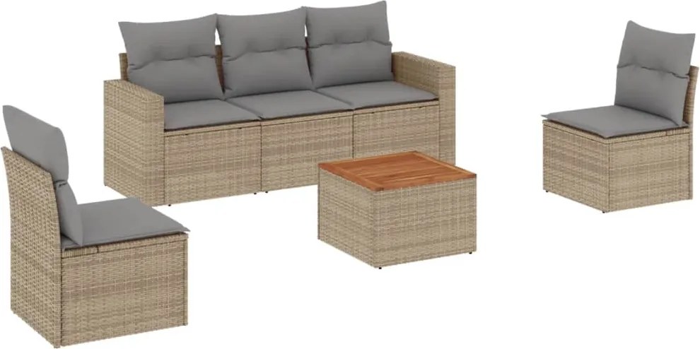 vidaXL Set canapele de grădină cu perne, 6 piese, bej, poliratan