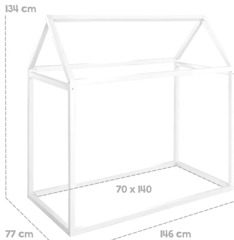 Pat pentru copii alb de tip casă 70x140 cm Montessori – Roba