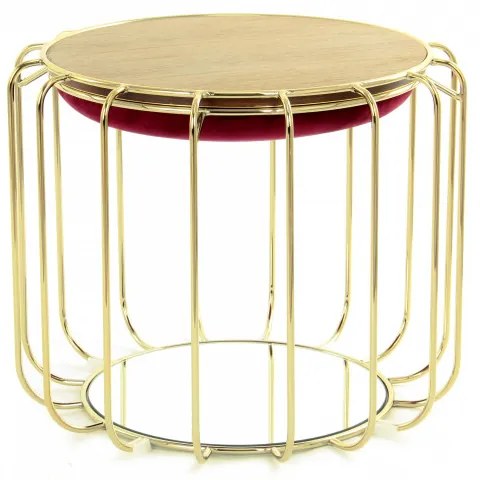 Taburet tapitat/masuta de cafea rotund/a Comfortable 50x50x45 cm roșu