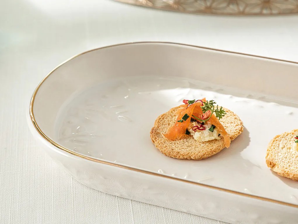 Frondosa Ceramică Farfurıe Ovală 30 Cm Light Cream