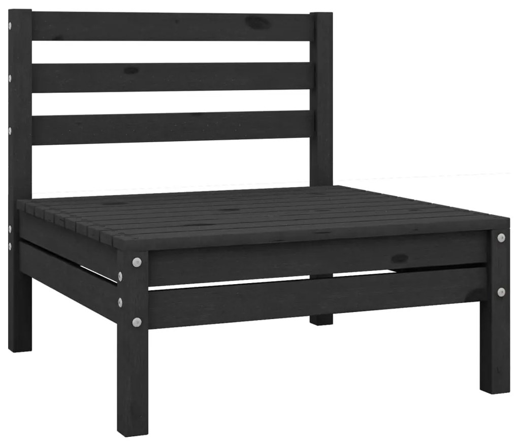 Set mobilier de gradina, 6 piese, negru, lemn masiv de pin Negru, 1