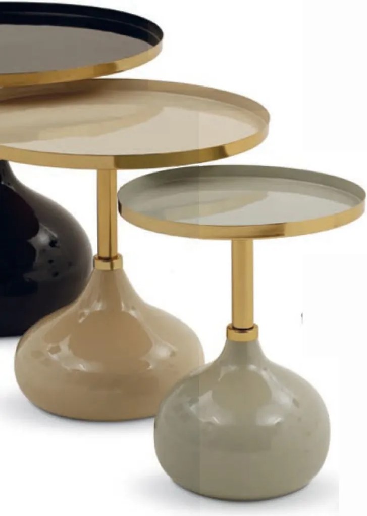 Masuta de cafea Bej Eclipse metalica Ø 51 cm /h 48 cm