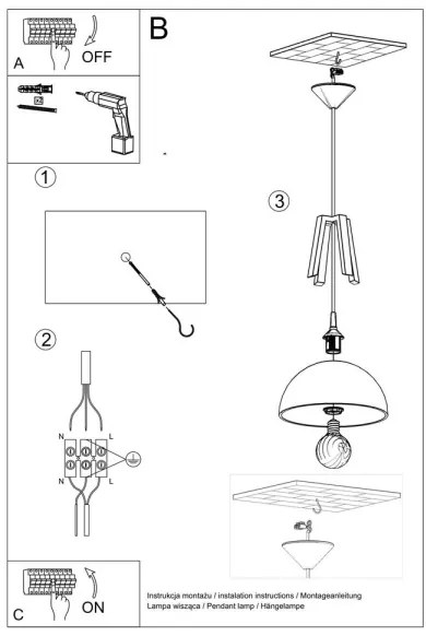 Lustră pe cablu CASCO 1xE27/60W/230V