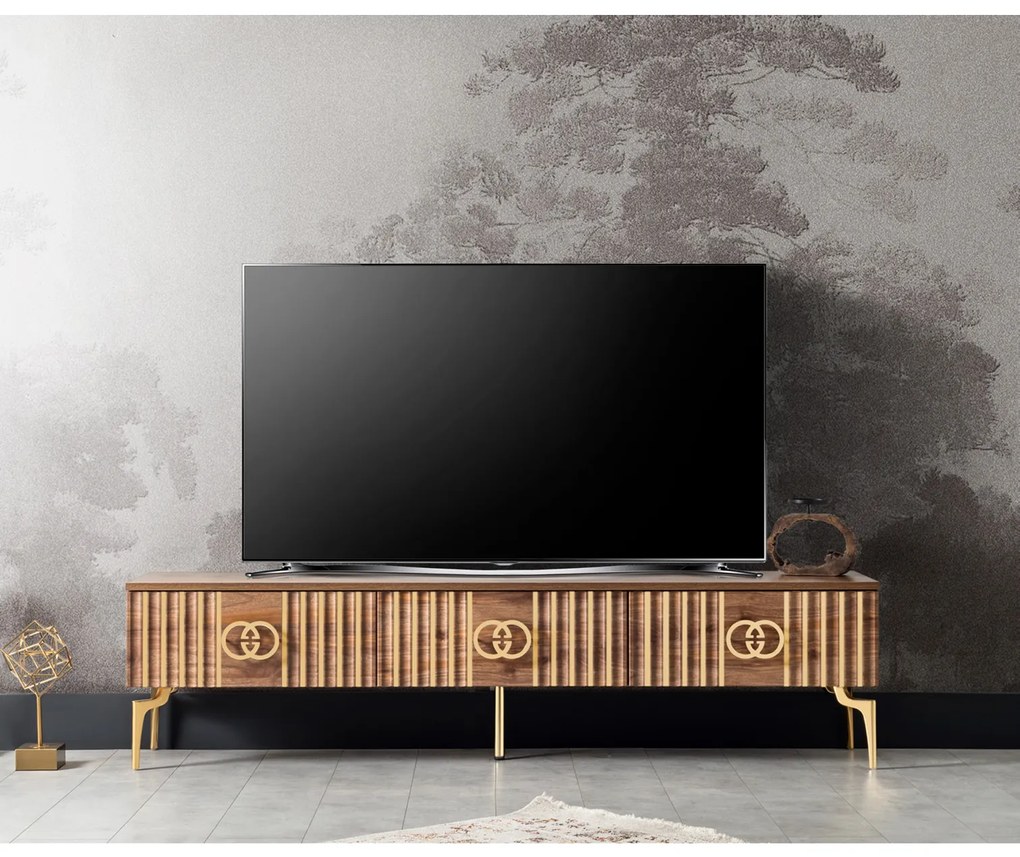 Comoda TV GC, cu sertare, alun, 180x36x46 cm