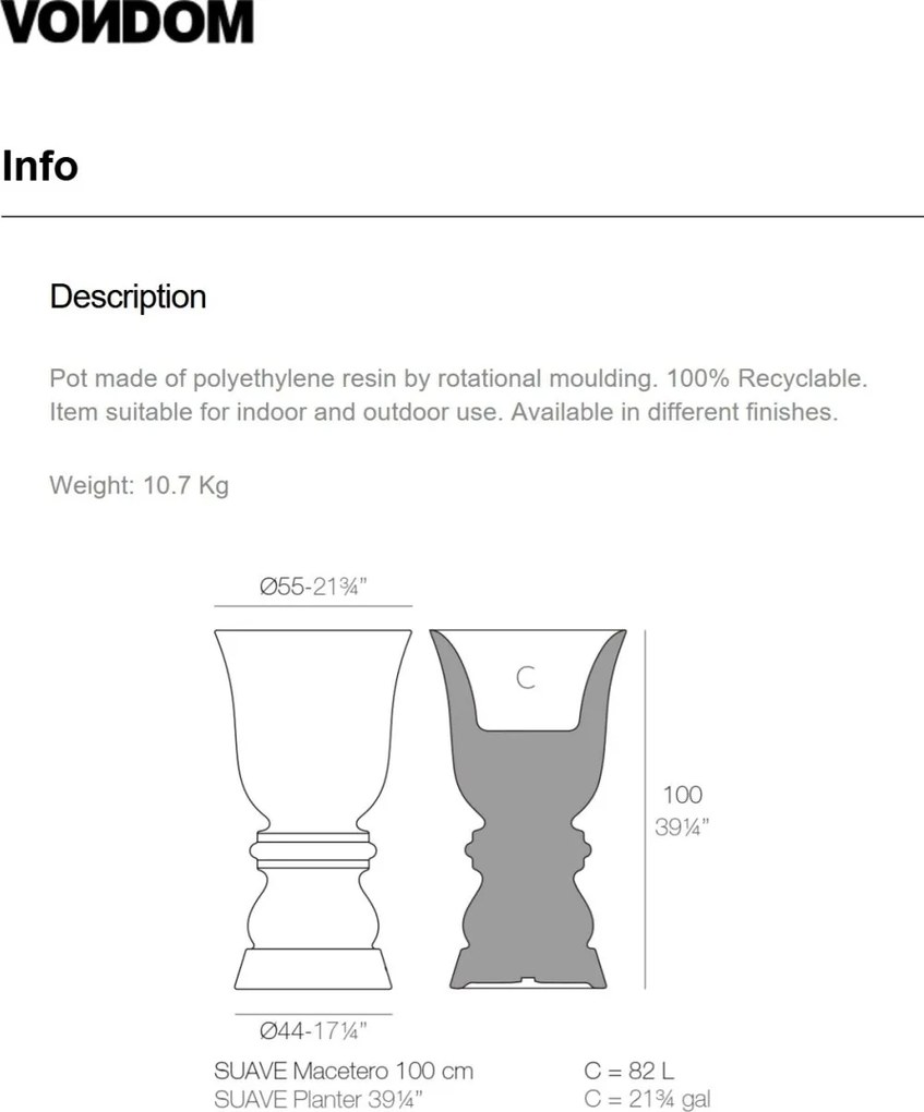 GHIVECI / JARDINIERA DE FLORI SUAVE 55x100cm Vondom