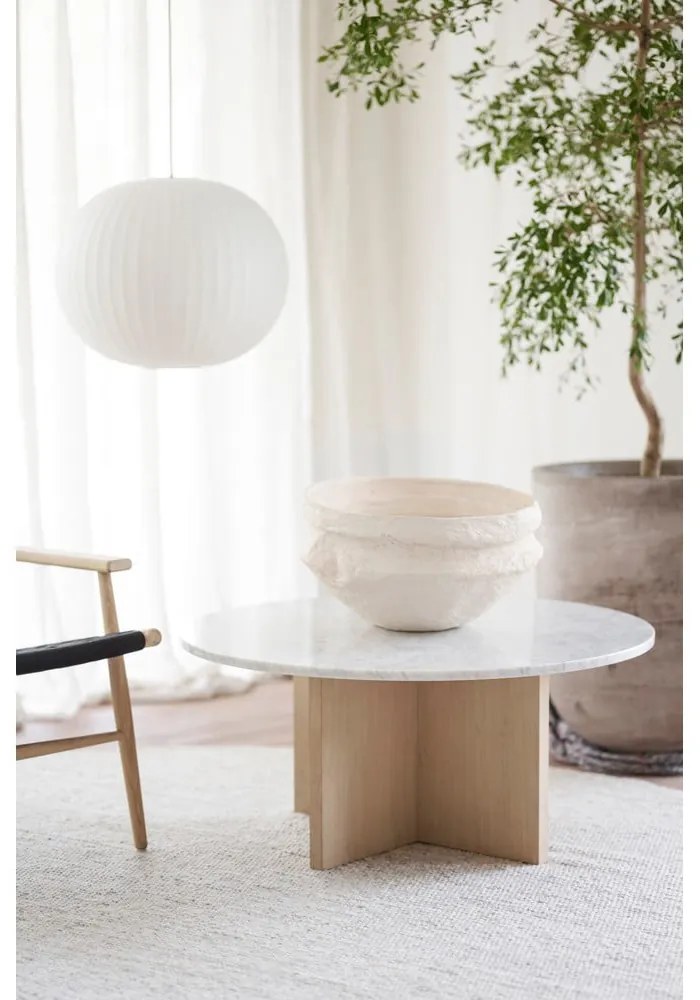 Măsuță de cafea maro/în culoare naturală rotundă din marmură 90x90 cm Brooksville - Rowico