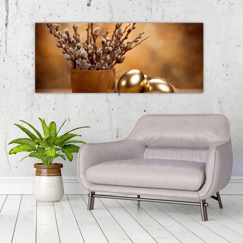 Tablou cu ou și pisicuțe (120x50 cm)