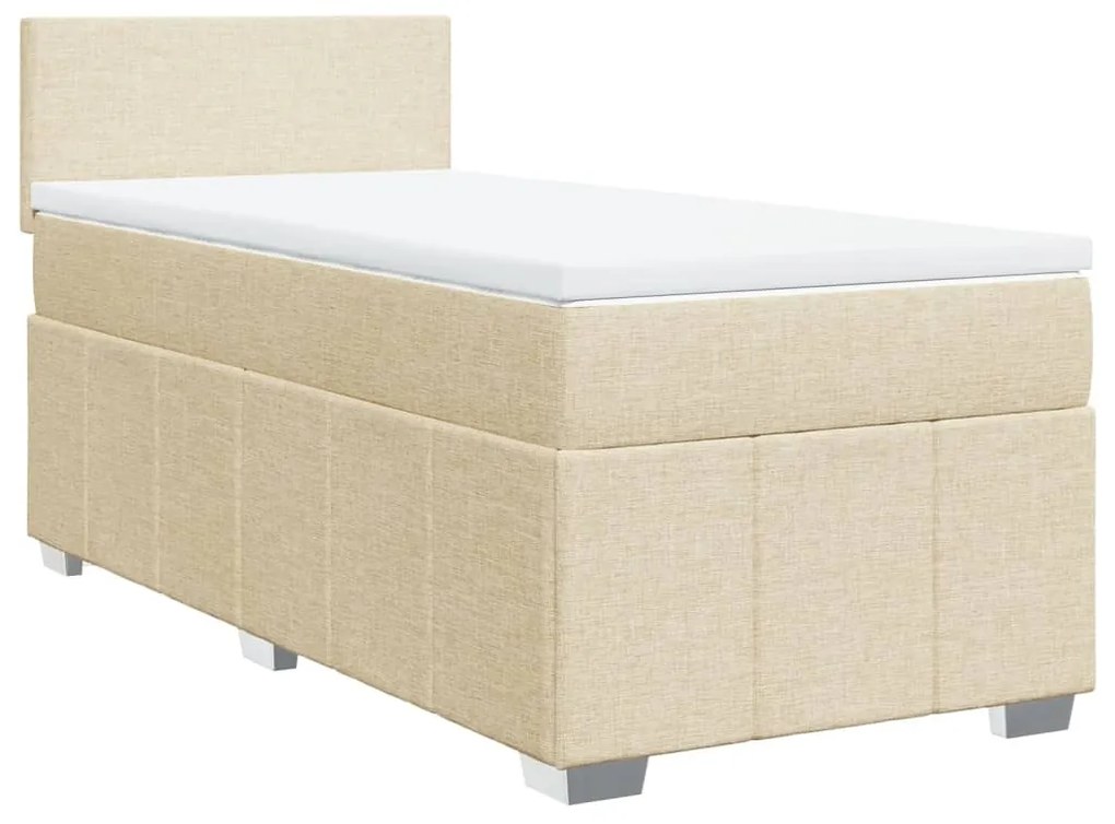 3286921 vidaXL Pat box spring cu saltea, crem, 90x190 cm, textil