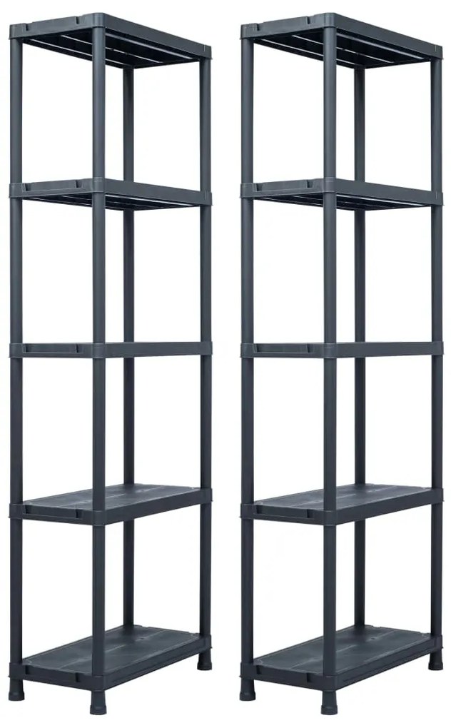 vidaXL Rafturi de depozitare 2 buc. negru 60x30x180 cm plastic 125 kg