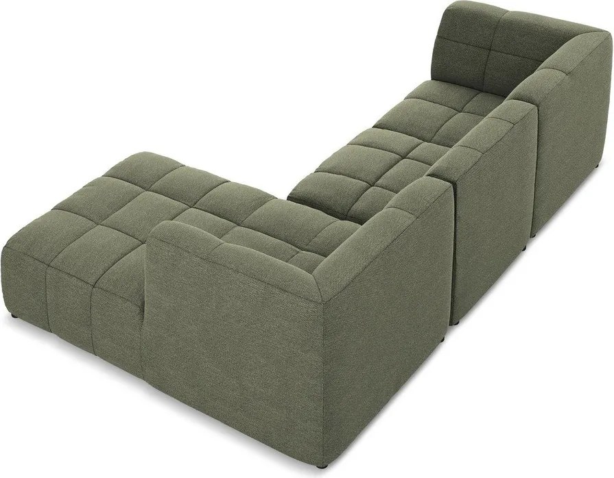 Colțar verde cu tapițerie din țesătură bouclé (cu colț pe partea dreaptă/cu șezlong) Aloha – Makamii